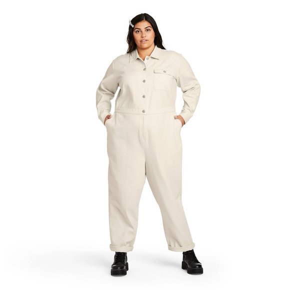 Sandy Liang Pants - Sandy Liang x Target Cream Long Sleeve Jumpsuit Size 12